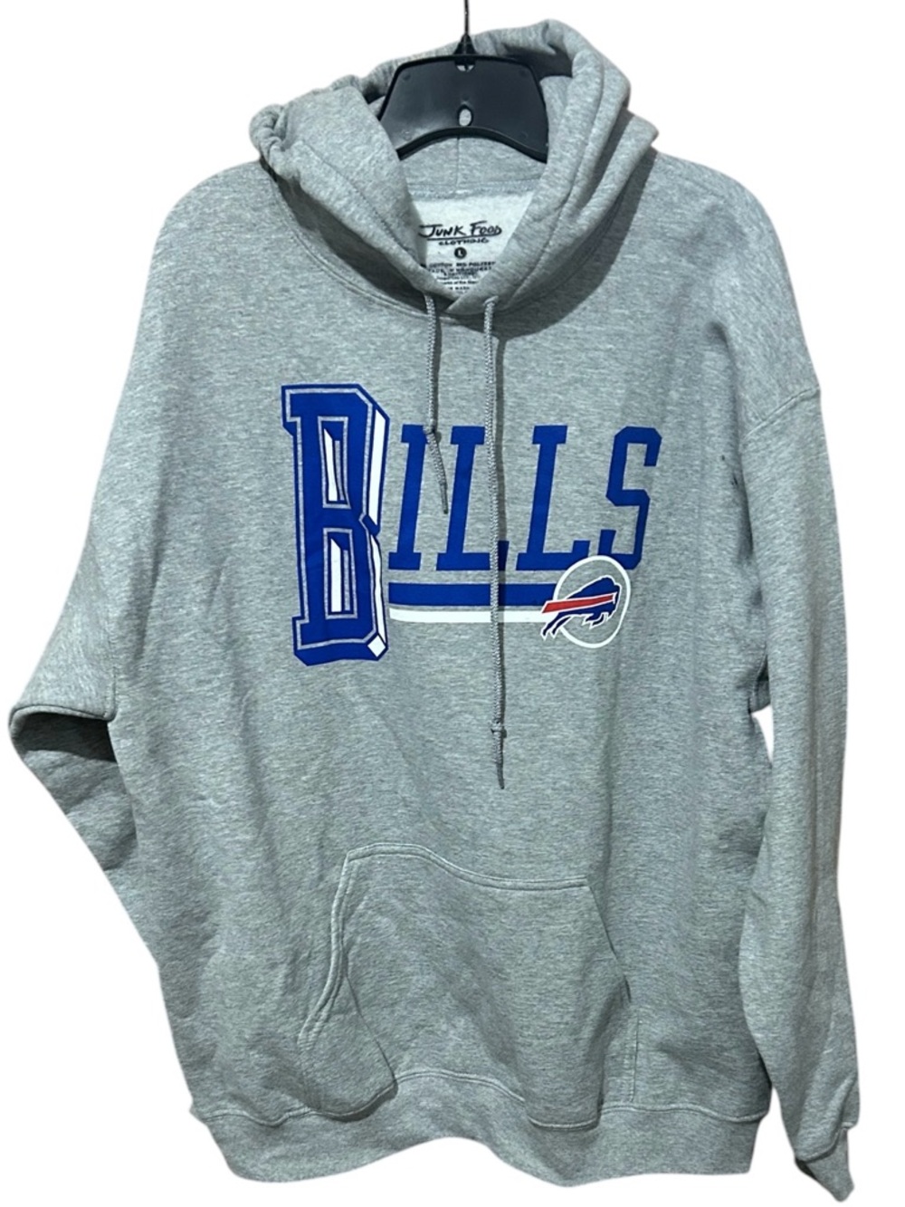 Buffalo Bills Junk Food Clothing Scrimmage Hoodie Heather Gray L Vintage Style